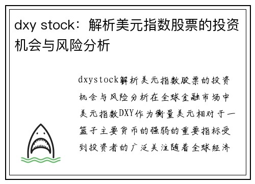 dxy stock：解析美元指数股票的投资机会与风险分析